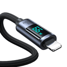 Заредете изображение във визуализатора на галерията – USB C - USB A cable 66W 1.2m with LED display Joyroom S-AC066A16 - black
