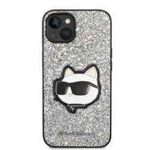 Заредете изображение във визуализатора на галерията – Karl Lagerfeld KLHCP14SG2CPS iPhone 14 6.1" silver/silver hardcase Glitter Choupette Patch
