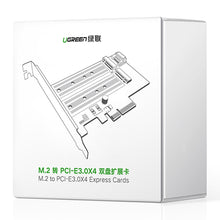 Заредете изображение във визуализатора на галерията – Ugreen expansion card adapter PCIe 3.0 x4 to SSD M.2 M-Key / M.2 B-Key black (CM302)
