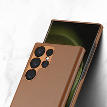 Заредете изображение във визуализатора на галерията – Dux Ducis Grit case for Samsung Galaxy S23 Ultra elegant cover made of artificial leather MagSafe brown
