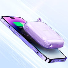 Заредете изображение във визуализатора на галерията – Joyroom powerbank 10000mAh Jelly Series 22.5W with built-in Lightning cable violet (JR-L003)
