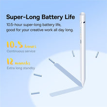 Заредете изображение във визуализатора на галерията – BASEUS smooth writing capacitive Stylus Writing 2 Lite LED (active version + wirelles + cable USB A to Lightning 8-pin) 130 mAh white P80015806211-02/BS-PS030
