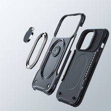 Заредете изображение във визуализатора на галерията – Joyroom Dual Hinge case for iPhone 14 Plus armored case with a stand and a ring holder black
