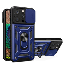 Заредете изображение във визуализатора на галерията – Armor Camshield Case with Stand and Camera Cover for iPhone 15 Pro Max Hybrid Armor Camshield - Blue
