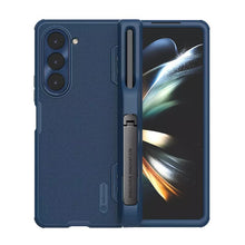 Заредете изображение във визуализатора на галерията – Nillkin Super Frosted Shield Fold Case for Samsung Galaxy Z Fold 5 5G blue (pen holder)
