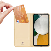 Заредете изображение във визуализатора на галерията – Dux Ducis Skin Pro Case for Samsung Galaxy A34 5G Flip Card Wallet Stand Gold
