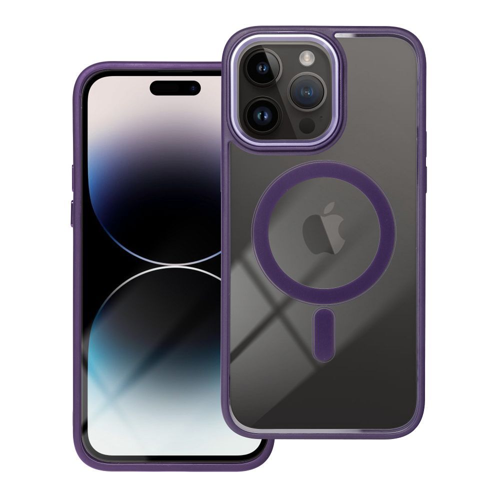 Color Edge Mag Cover case compatible with MagSafe for IPHONE 15 PRO deep purple