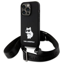 Заредете изображение във визуализатора на галерията – Karl Lagerfeld KLHCP15LSCBSCNK iPhone 15 Pro 6.1" hardcase black/black Crossbody Silicone Choupette
