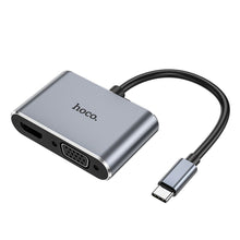 Заредете изображение във визуализатора на галерията – Hoco adapter hub typ c do hdtv+vga hb29
