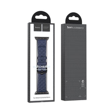 Заредете изображение във визуализатора на галерията – HOCO strap for Apple Watch 42/44/45/49mm Elegant leather WA18 midnight blue
