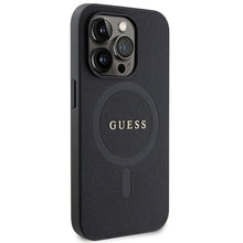 Заредете изображение във визуализатора на галерията – Original Case GUESS hardcase Saffiano MagSafe GUHMP14LPSAHMCK for Iphone 14 Pro black
