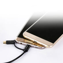 Заредете изображение във визуализатора на галерията – Choetech 2in1 USB - USB Type C / micro USB charging data cable 1,2m black (XAC-0012-101BK)
