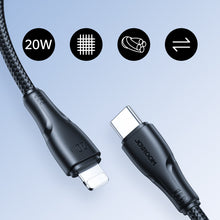 Заредете изображение във визуализатора на галерията – Joyroom USB C - Lightning 20W Surpass Series cable for fast charging and data transfer 0.25 m black (S-CL020A11)
