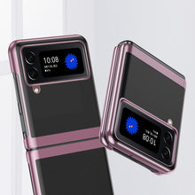 Заредете изображение във визуализатора на галерията – Plating Case for Samsung Galaxy Z Flip 4 cover with a metallic frame pink
