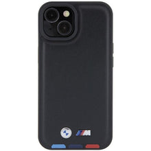 Заредете изображение във визуализатора на галерията – BMW BMHCP15S22PTDK iPhone 15 6.1" black/black Leather Stamp Tricolor
