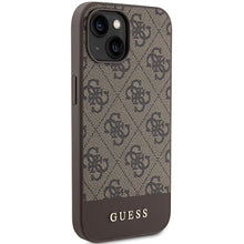 Заредете изображение във визуализатора на галерията – Original Case GUESS hardcase 4G Stripe Collection GUHCP15SG4GLBR for Iphone 13/14/15 brown
