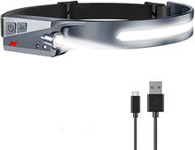 Заредете изображение във визуализатора на галерията – LED headlamp with IPX4 motion sensor USB-C 1200 mAh - black
