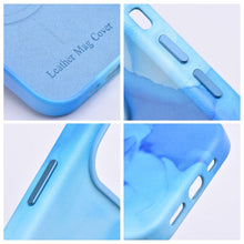 Заредете изображение във визуализатора на галерията – Leather Mag Cover for IPHONE 15 blue splash
