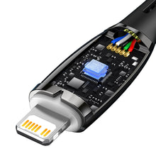 Заредете изображение във визуализатора на галерията – Baseus Glimmer Series cable with fast charging USB-C - Lightning 480Mb/s PD 20W 1m black
