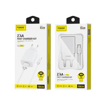 Заредете изображение във визуализатора на галерията – Foneng Wall charger EU28 - USB - 2,4A with USB to Type C cable white
