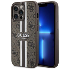 Заредете изображение във визуализатора на галерията – Guess GUHMP13XP4RPSW iPhone 13 Pro Max 6.7" brown/brown hardcase 4G Printed Stripes MagSafe
