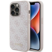 Заредете изображение във визуализатора на галерията – Guess 4G Metal Gold Logo case for iPhone 15 Pro - pink
