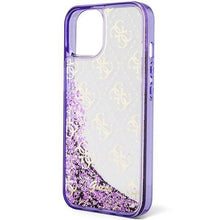 Заредете изображение във визуализатора на галерията – Original faceplate case GUESS GUHCP14SLC4PSGU for iPhone 14 (Liquid Glitter 4G Translucent / purple)
