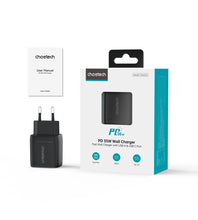 Заредете изображение във визуализатора на галерията – Choetech PD6052 USB-C USB-A PD 35W GaN wall charger with display - black
