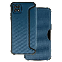 Заредете изображение във визуализатора на галерията – Razor Carbon Book Case for Samsung Galaxy A22 5G navy
