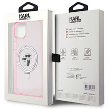 Заредете изображение във визуализатора на галерията – Original faceplate case KARL LAGERFELD KLHMP15MHMRSKCP for iPhone 15 Plus (Magsafe / Ringstand KC / pink)
