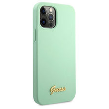 Заредете изображение във визуализатора на галерията – Guess GUHCP12LLSLMGGN iPhone 12 Pro Max 6.7" green/green hardcase Metal Logo Script

