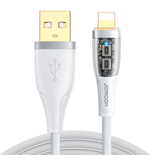 Заредете изображение във визуализатора на галерията – Joyroom fast charging cable with smart switch USB-C - Lightning 2.4A 1.2m white (S-UL012A3)
