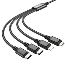 Заредете изображение във визуализатора на галерията – HOCO cable USB 4in1 to iPhone Lightning 8-pin + Micro + 2x Type C X76 black
