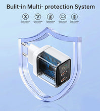 Заредете изображение във визуализатора на галерията – Choetech PD6051 2x USB-C PD 35W GaN wall charger with display - white
