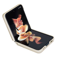 Заредете изображение във визуализатора на галерията – Nillkin Qin Vegan Leather Case for Samsung Galaxy Z Flip 4 cover made of ecological leather, golden stand
