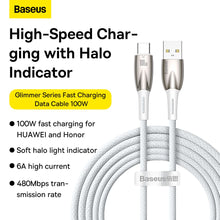 Заредете изображение във визуализатора на галерията – BASEUS cable USB A to Type C Power Delivery 100W Glimmer Series CADH000602 2m white
