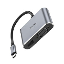 Заредете изображение във визуализатора на галерията – Hoco adapter hub typ c do hdtv+vga hb29
