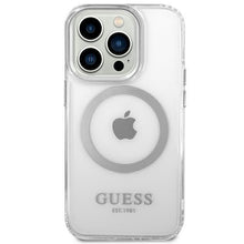 Заредете изображение във визуализатора на галерията – Guess GUHMP14XHTRMS iPhone 14 Pro Max 6.7" silver/silver hard case Metal Outline Magsafe
