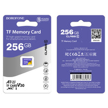Заредете изображение във визуализатора на галерията – Borofone Memory card MicroSD 256GB SDXC U3 Class10 100MB/s
