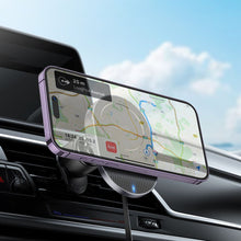 Заредете изображение във визуализатора на галерията – HOCO car holder to air vent with wilress charging support MagSafe HW12 black
