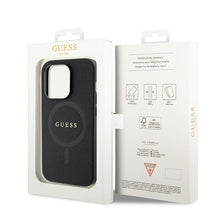 Заредете изображение във визуализатора на галерията – Original Case GUESS hardcase Saffiano MagSafe GUHMP15LPSAHMCK for Iphone 15 Pro black

