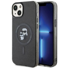 Заредете изображение във визуализатора на галерията – Original faceplate case KARL LAGERFELD KLHMP15MHGKCNOK for iPhone 15 PLUS (Glitter + MAG / black)
