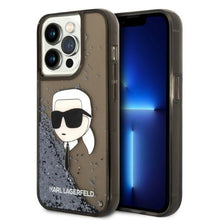 Заредете изображение във визуализатора на галерията – Original Pouch KARL LAGERFELD Glitter Karl Head KLHCP14LLNKHCK for Iphone 14 Pro black
