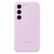 Заредете изображение във визуализатора на галерията – Samsung Smart View Wallet Case for Samsung Galaxy S23 Cover with Smart Flip Window Card Wallet Lilac (EF-ZS911CVEGWW)
