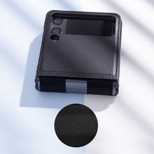 Заредете изображение във визуализатора на галерията – Nillkin Qin Vegan Leather Case for Samsung Galaxy Z Flip 4 cover made of ecological leather, golden stand
