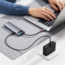Заредете изображение във визуализатора на галерията – HUB 11in1 Baseus Metal Gleam Series USB-C to USB-C PD / 3x USB-A 3.0 / USB-A 2.0 / HDMI / VGA / AUX / RJ-45 / SD TF - gray
