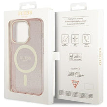 Заредете изображение във визуализатора на галерията – Original Case GUESS hardcase Glitter Gold MagSafe GUHMP14LHCMCGP for Iphone 14 Pro Max pink
