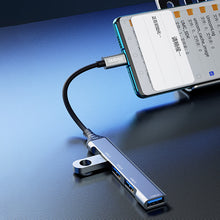 Заредете изображение във визуализатора на галерията – Dudao HUB 4in1 USB-C - 4x USB-A (3 x USB2.0 / USB3.0) 6.3cm black (A16T)
