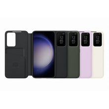 Заредете изображение във визуализатора на галерията – Samsung Smart View Wallet Case for Samsung Galaxy S23 Cover with Smart Flip Window Card Wallet Cream (EF-ZS911CUEGWW)
