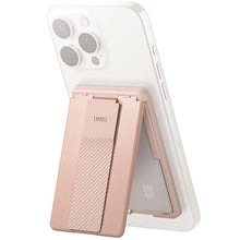 Заредете изображение във визуализатора на галерията – Uniq Heldro ID magnetic wallet with support and wristband - pink
